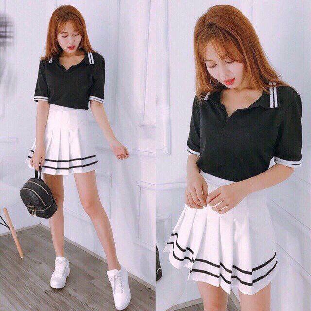 Chân váy tennis kẻ sọc xinh