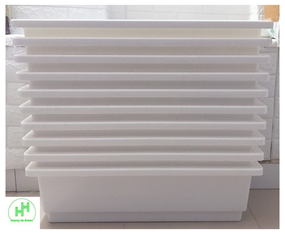 10 chậu/ khay/ máng nhựa trồng rau, trồng hoa, cây cảnh kích thước 67x24x19cm - màu trắng