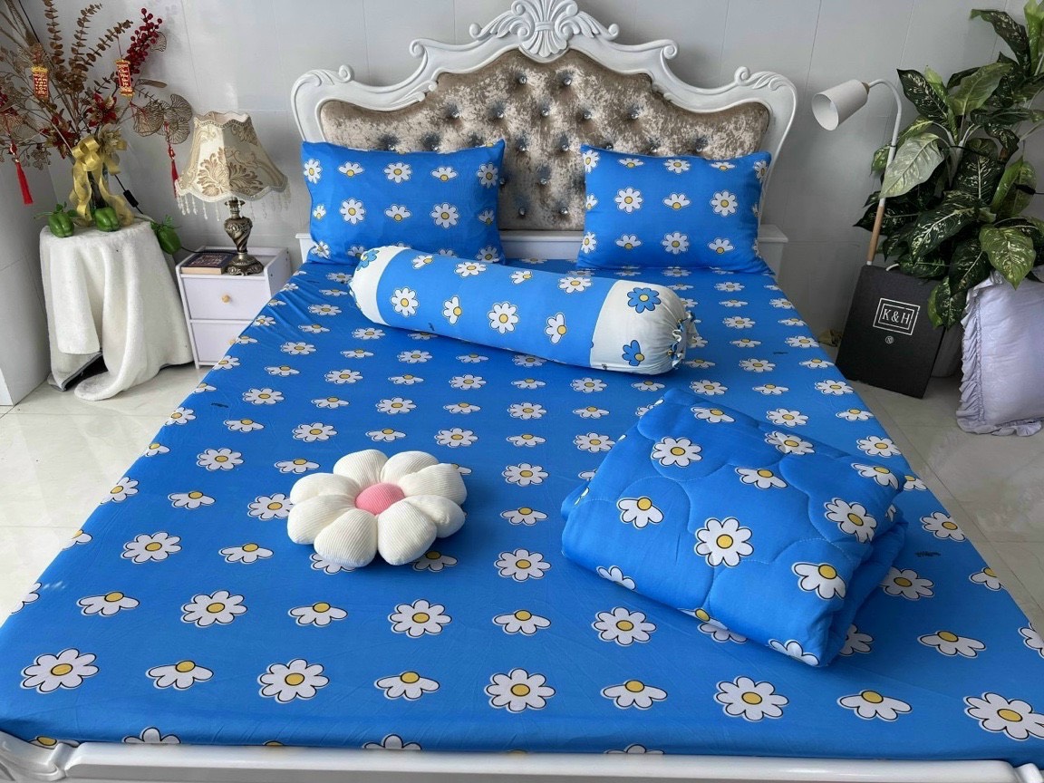 BỘ DRAP GA THUN HÀN QUỐC (HOA CÚC) MẪU MỚI KHÔNG MỀN