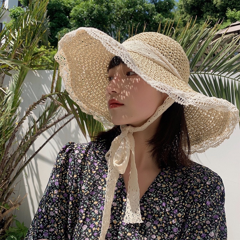 Mũ / nón cói tiểu thư mềm thắt nơ vintage