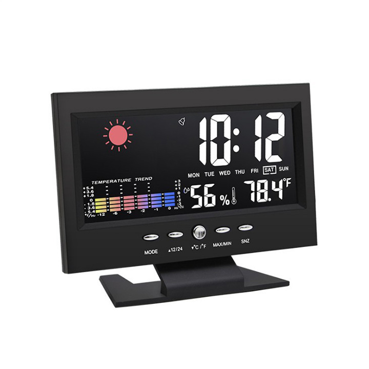 Đồng hồ để bàn led màn hình lcd báo thức, cảm biến âm thanh