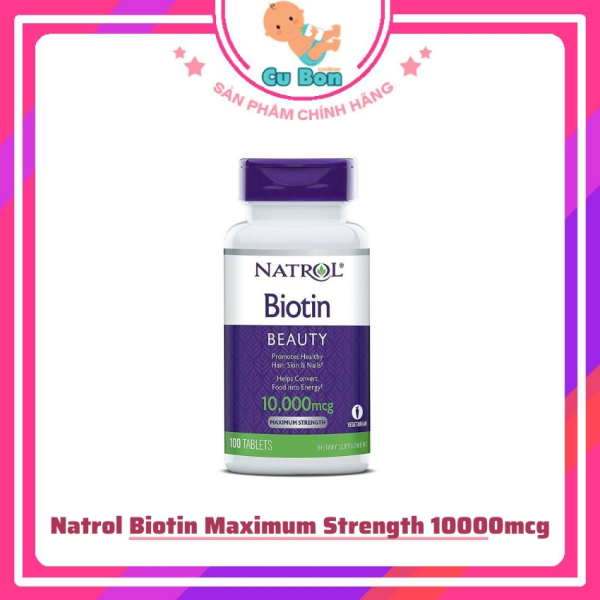 Viên hỗ trợ mọc tóc, móng khỏe cho người trên Natrol Biotin Maximum Strength 10000mcg, USA
