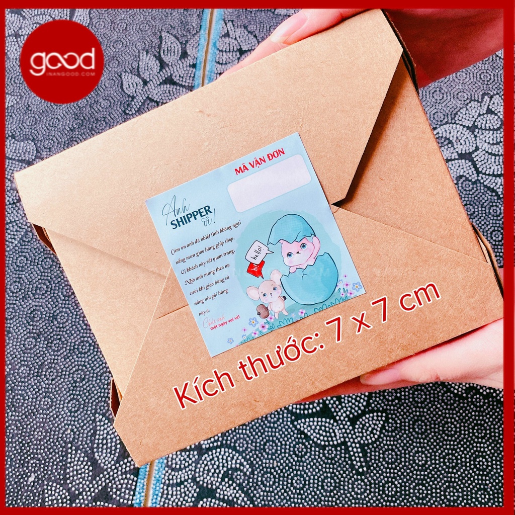 Decal Dán, Tem Nhãn Dán Cám Ơn Anh Shipper Có Ô Ghi Vận Đơn Và Keo Dính, Cán Màn Bóng, Chống Nước
