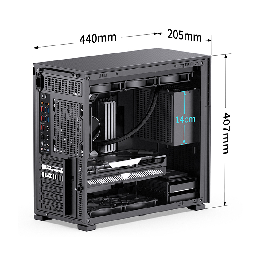 Vỏ case Jonsbo D41 STD SC Black ( Mid Tower_Màu Đen)