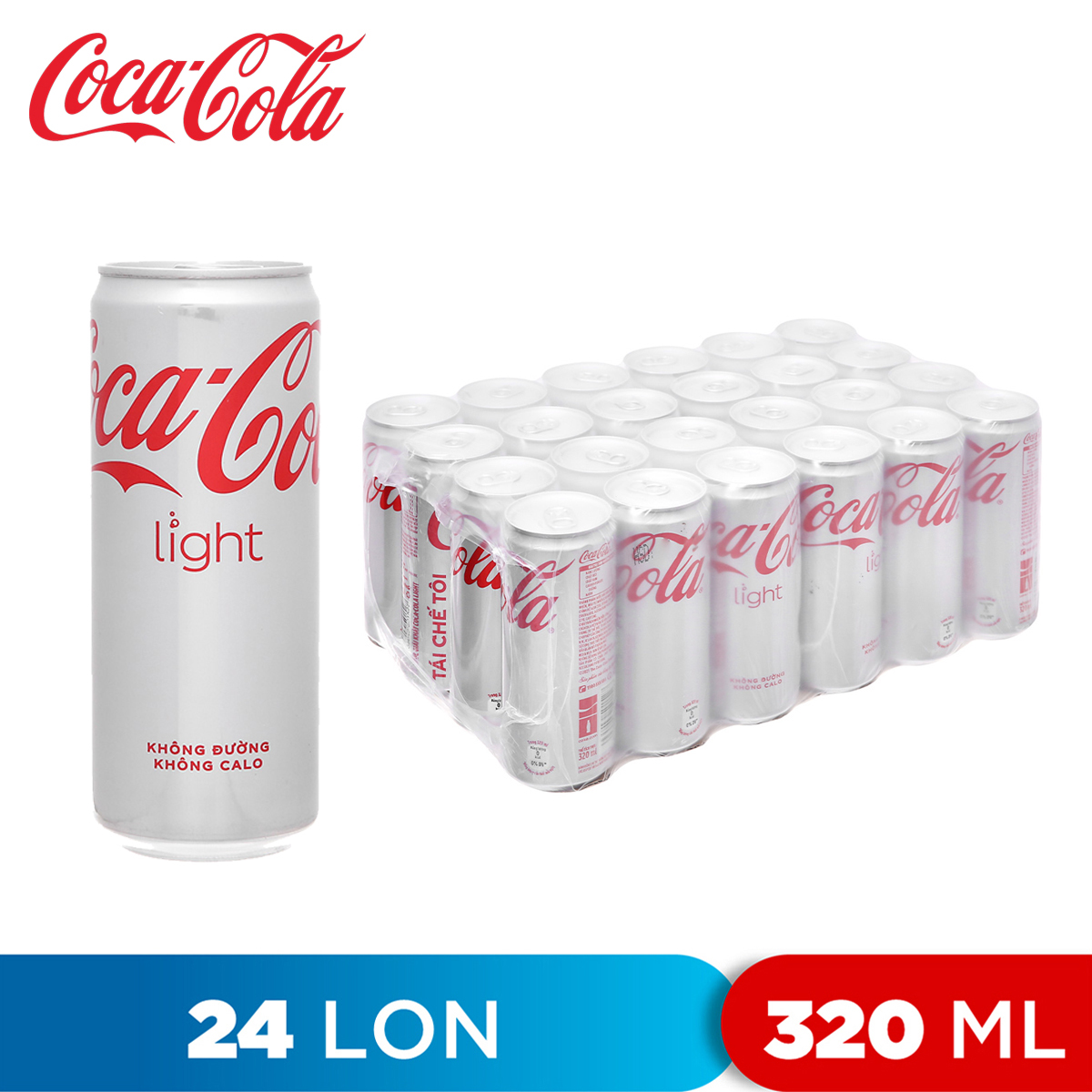 Thùng 24 lon nước ngọt coca cola light 320ml