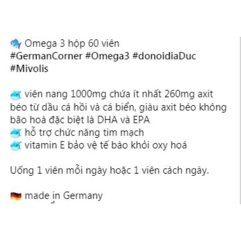 Viên uống Omega 3 (60 viên) - German Corner Hàng Đức Nội Địa