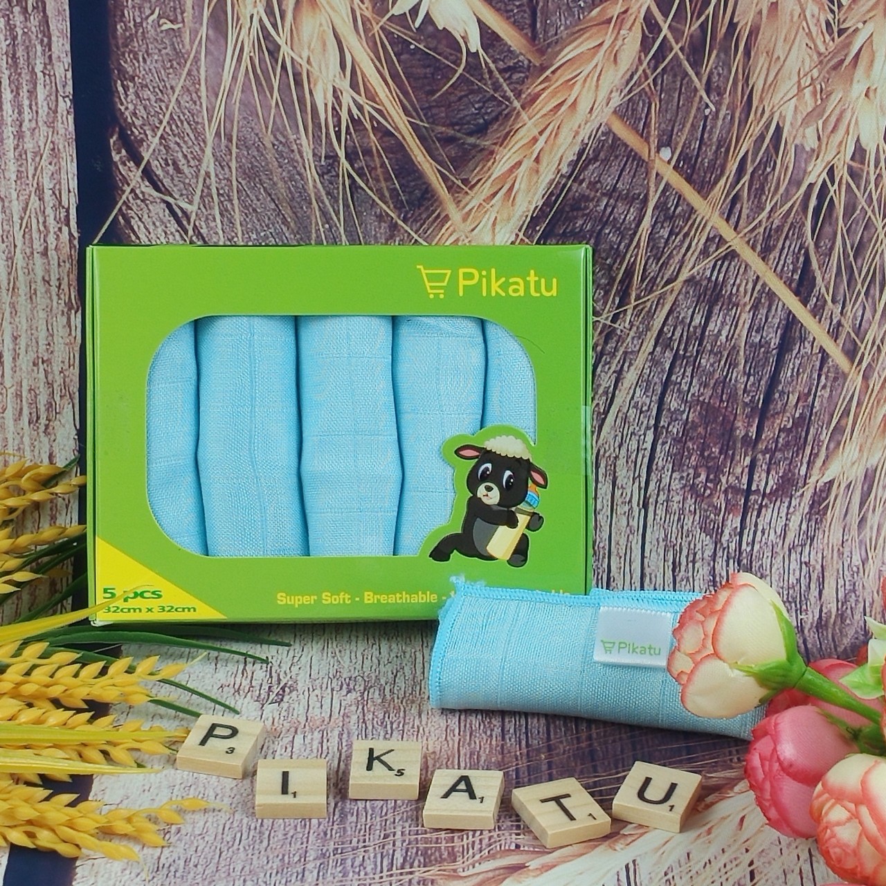 [HCM]Bộ khăn sợi tre  32 x 32 ( hộp 5 cái)