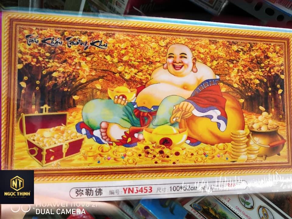 Tranh đính đá phật di lặc Tiếu Khẩu Trường Khai Miệng phật cười mang may mắn đến cho gia đình YN5453 Kích thước 100 x 52 cm