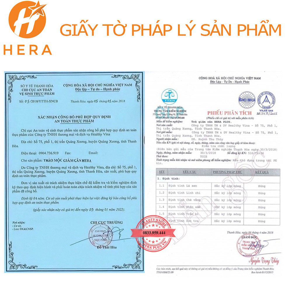 Trà Giảm cân Hera Plus 30 viên+ kèm phiếu bảo hành