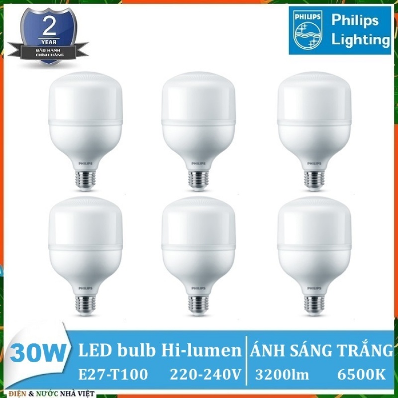 COMMBO 6 - BỘ ĐÈN LED BULB HI-LUMEN PHILIPS 30W TFORCE CORE G3 ( DÒNG LED TRỤ CHO HIỆU SUẤT CHIẾU SÁNG CAO – TIẾT KIỆM ĐIỆN )