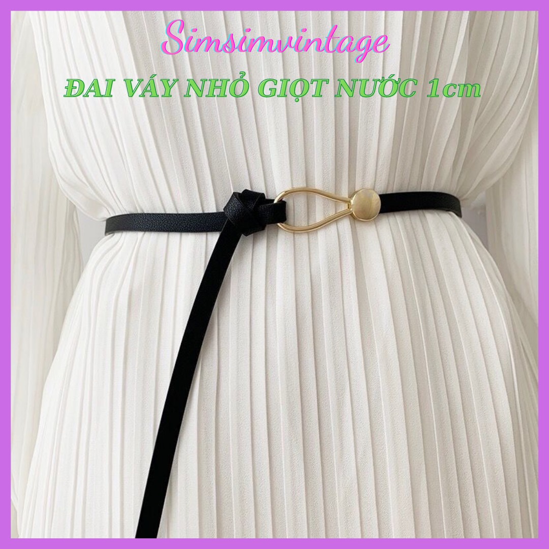 WATER WASHING LEATHER LEATHER BELT - Small blazer skirt belt 1cm beautiful genuine pu leather teardrop face