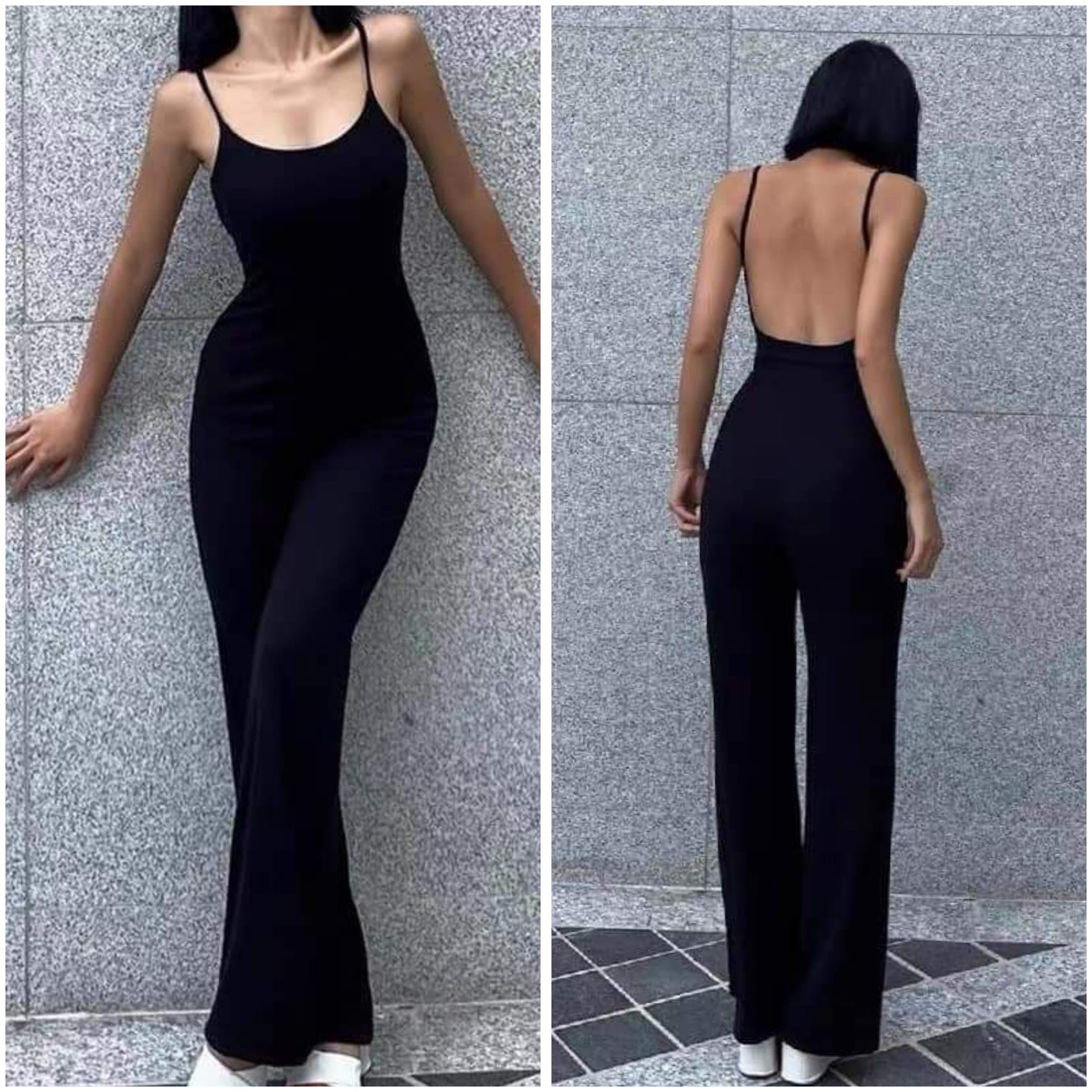 [HÀNG ĐẸP sẵn mút ngực] Jumpsuit 2 Dây Hở Lưng Ống Suông Dáng Dài