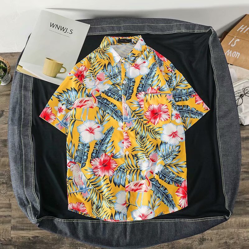 Áo sơ mi in hình chim hồng hạc, áo sơ mi nữ, áo sơ mi nam, áo đôi, áo sơ mi unisex