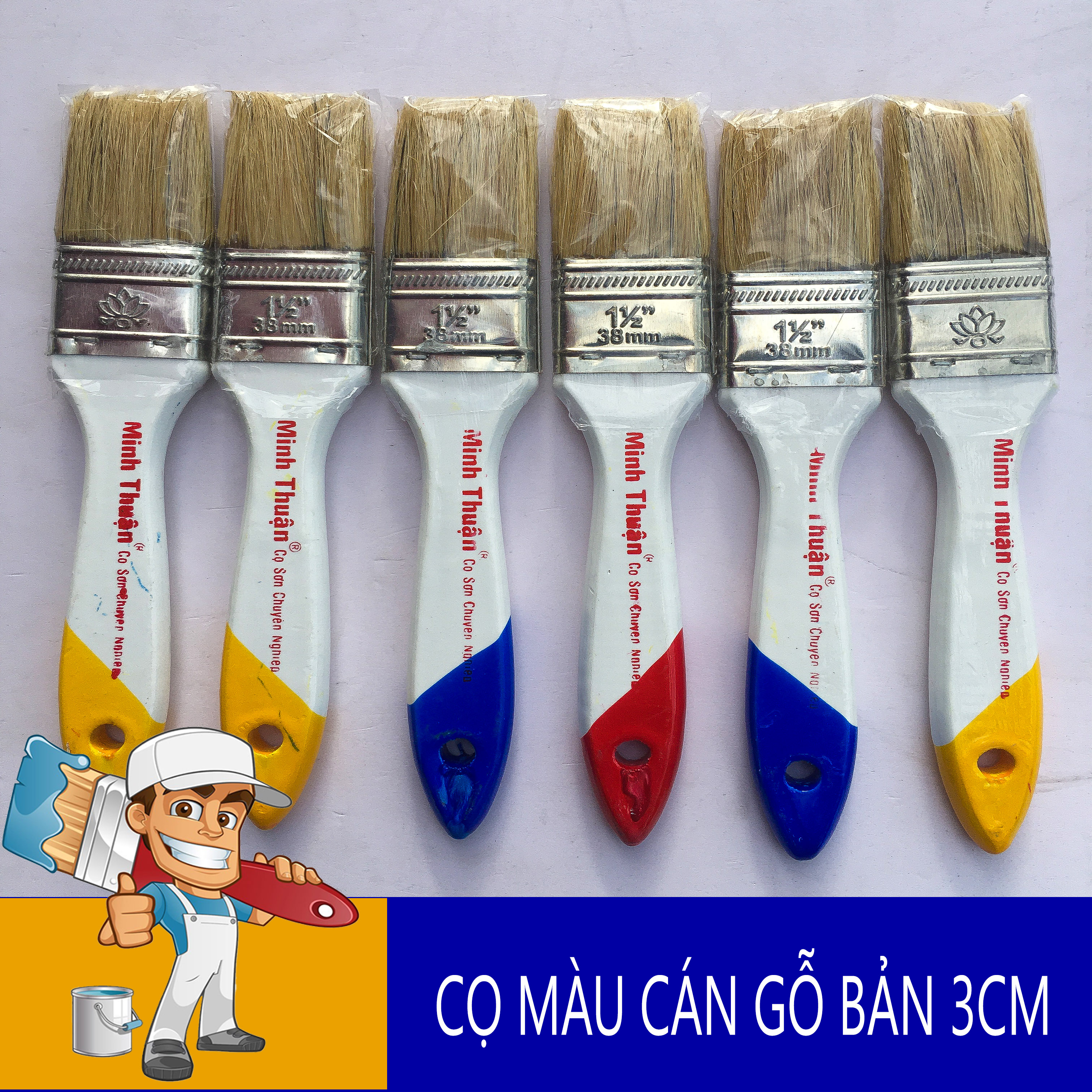 Chổi quét sơn đa năng cán gỗ bản 5cm
