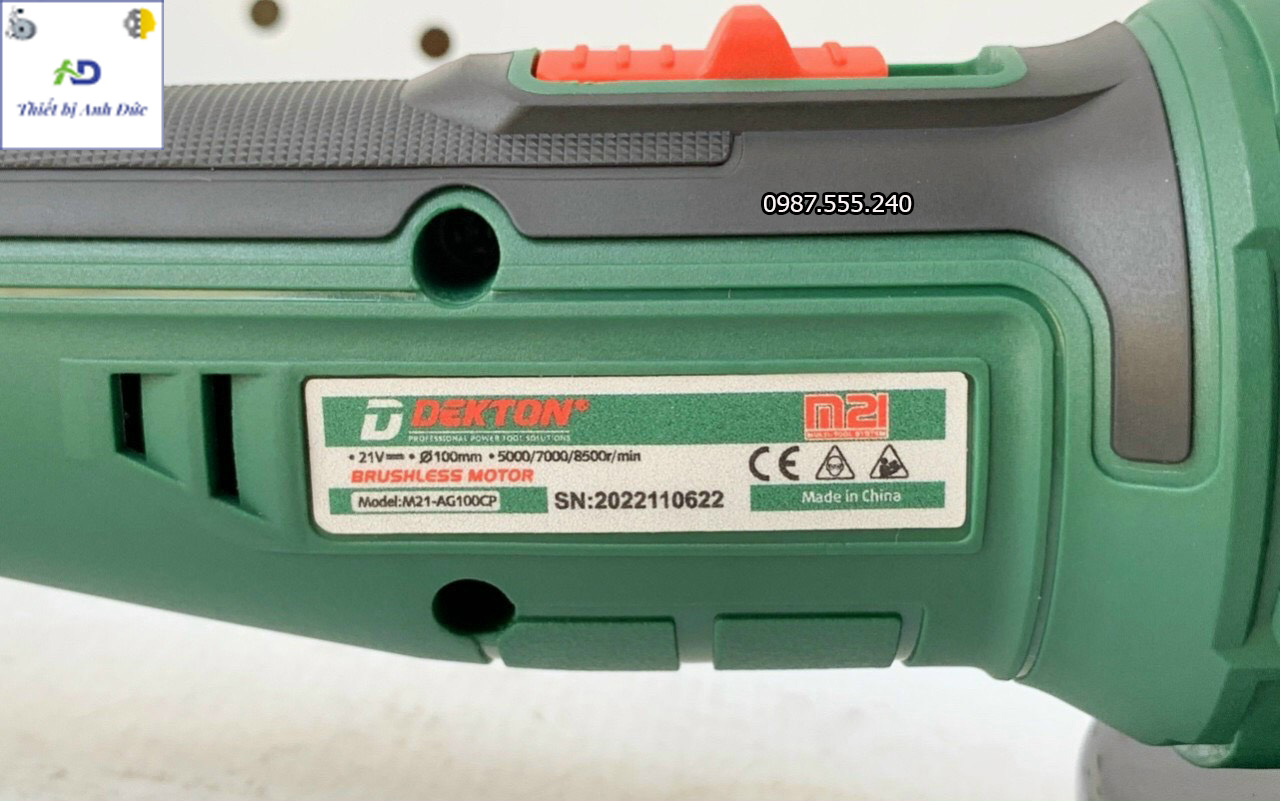Thân máy mài dùng pin không than M21 Dekton AG100CP 3 cấp tốc độ