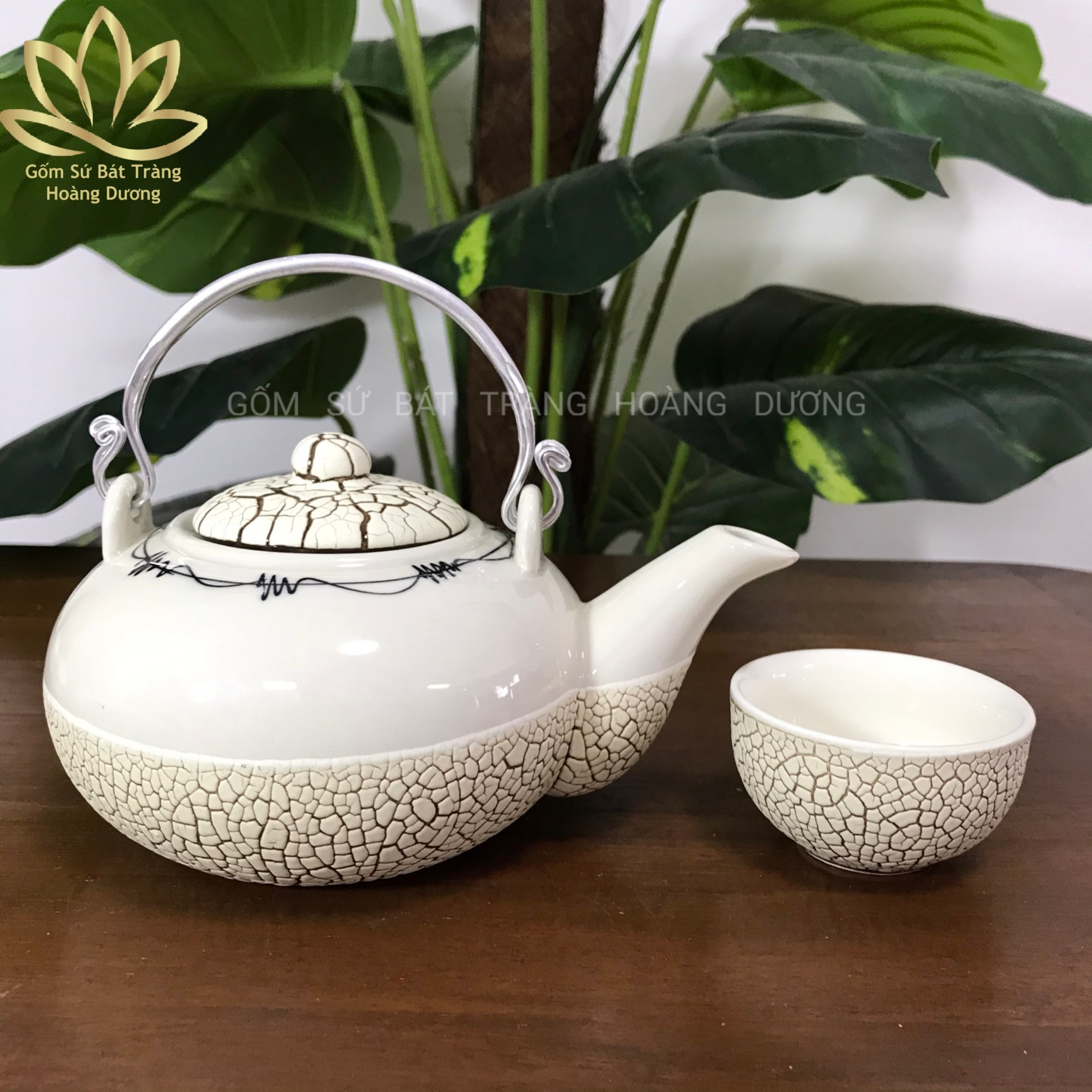 Bộ ấm chén Bát Tràng men rạn RT1 400ml