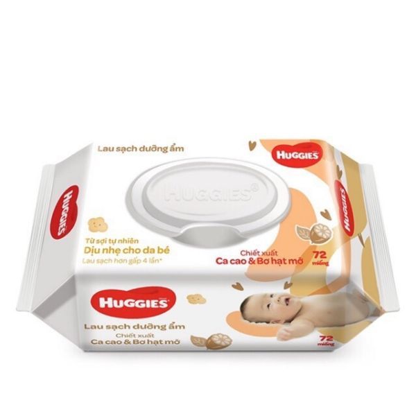 [HCM]Khăn ướt Huggies Ca Cao hộp 72 miếng