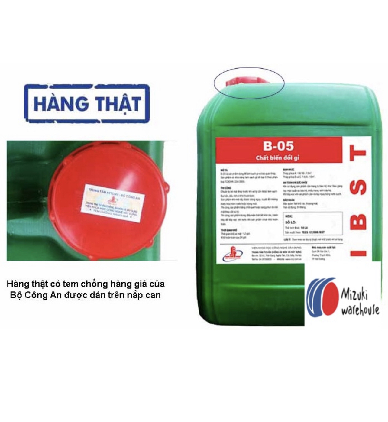 Chất tẩy gỉ B05 dành cho sắt thép bị han gỉ, biến đổi gỉ lại thành thép, Can 5 lít, Cam kết chính hiệu, có tem chống giả