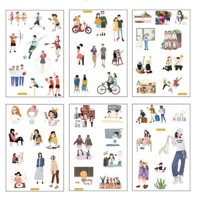 [HCM]Sticker Dán Trang Trí Sổ Nhật Ký ( Nhiều Mẫu) 6 Tấm