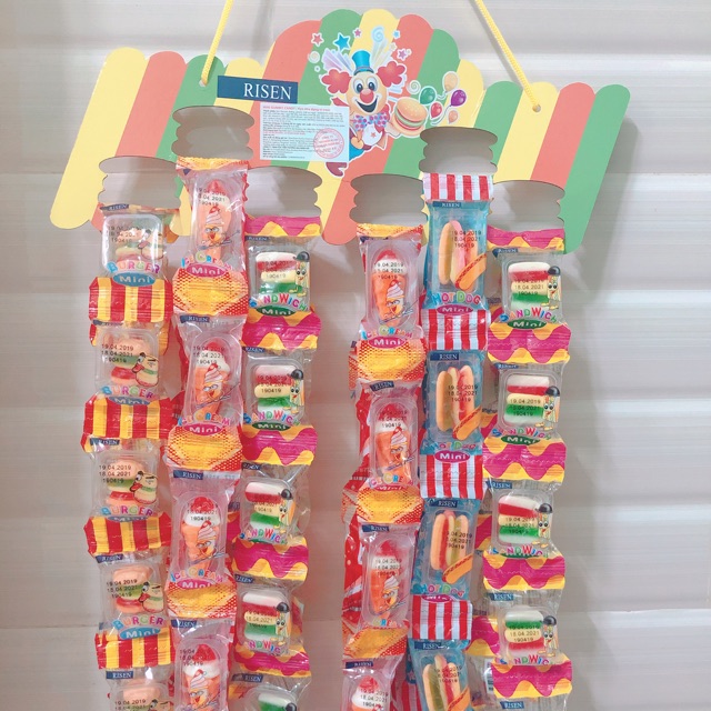 [HCM]Vỉ 60 Gói Kẹo Dẻo Hamburger Risen Mỹ