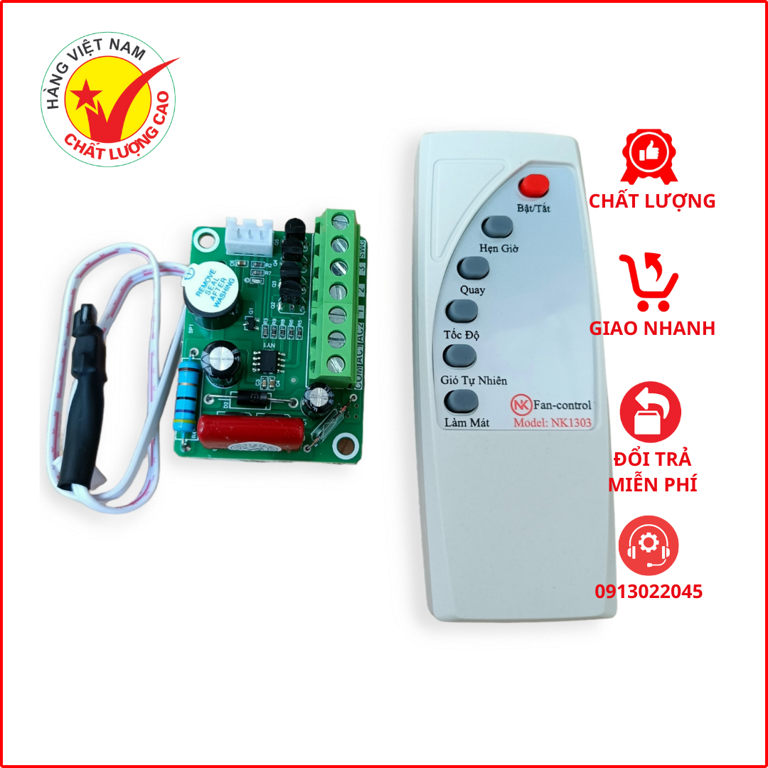 Bộ 2 Bo mạch quạt + điều khiển từ xa lắp cho các loại quạt - Hàng Việt Nam (2 bộ mạch)