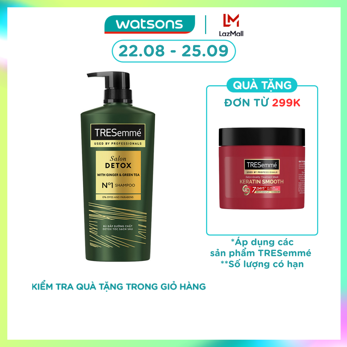 Dầu gội tresemmé salon detox gừng & trà xanh giúp tóc chắc khoẻ 640g