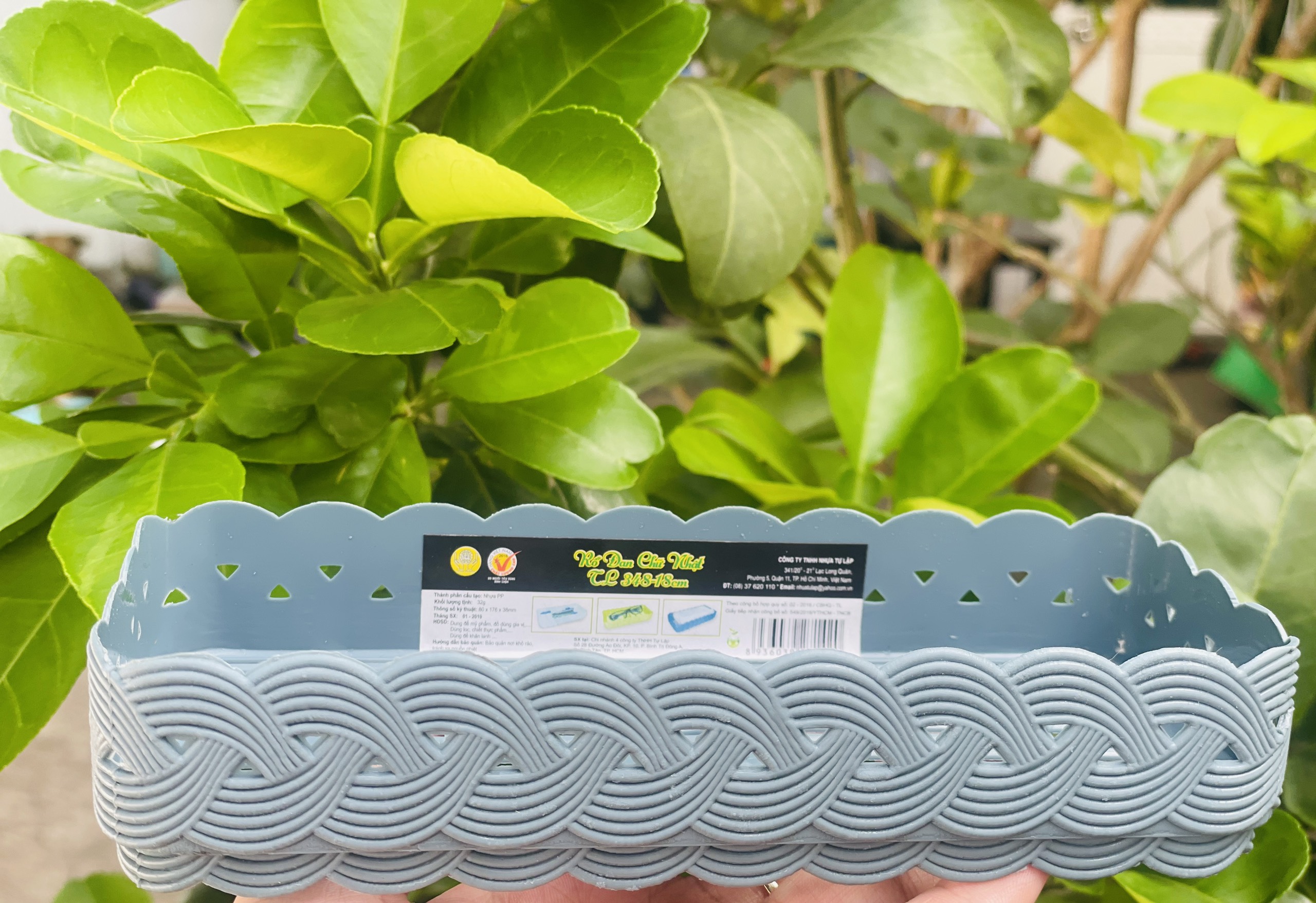 Rổ đựng nhựa đan chữ nhật TỰ LẬP TL348 - 18CM