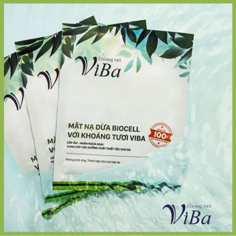 Mặt nạ dưỡng da biocell sinh học nước dừa lên men với khoáng tươi ViBa dưỡng ẩm tăng sinh collagen giúp trắng da ngăn ngừa mụn giảm thâm vùng mắt môi miệng làm dịu căng bóng và mềm mịn da - ILODA