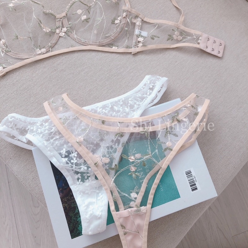 Bộ bra lưới thêu có gọng [Shi.Lingerie]