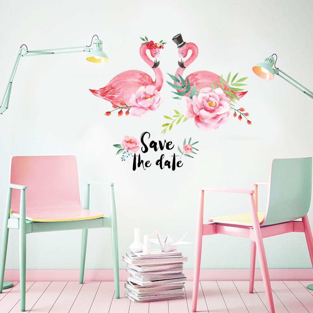 Decal dán tường Đôi hạc hồng -P14 -vivadecals