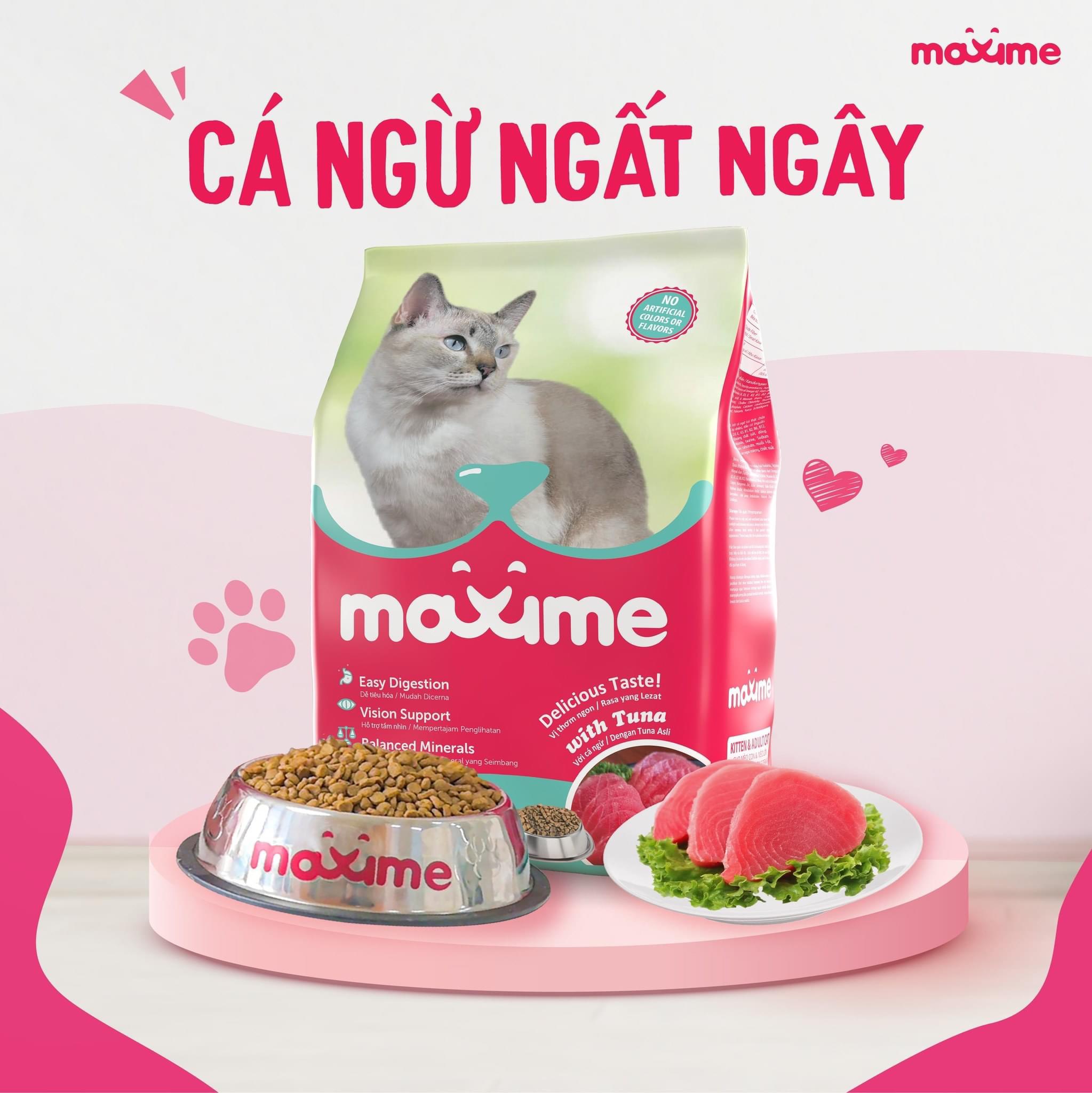 Thức ăn hạt cho mèo maxime cho mèo mọi lứa tuổi 400gr/1.2kg - nôngtrạithúcưng.com