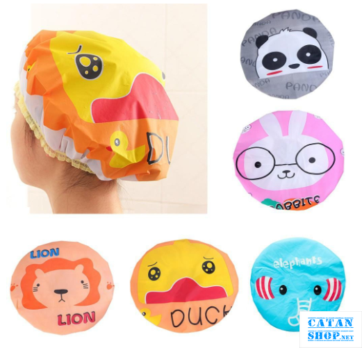 Cute animal print hair shower hooded hair cap super elastic waterproof gd762-mutrumtoc