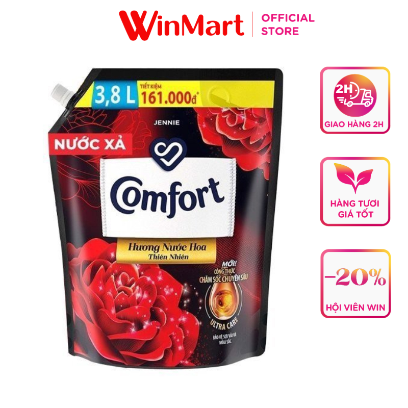 -Nước xả vải Comfort hương nước hoa Jennie túi 3,8L