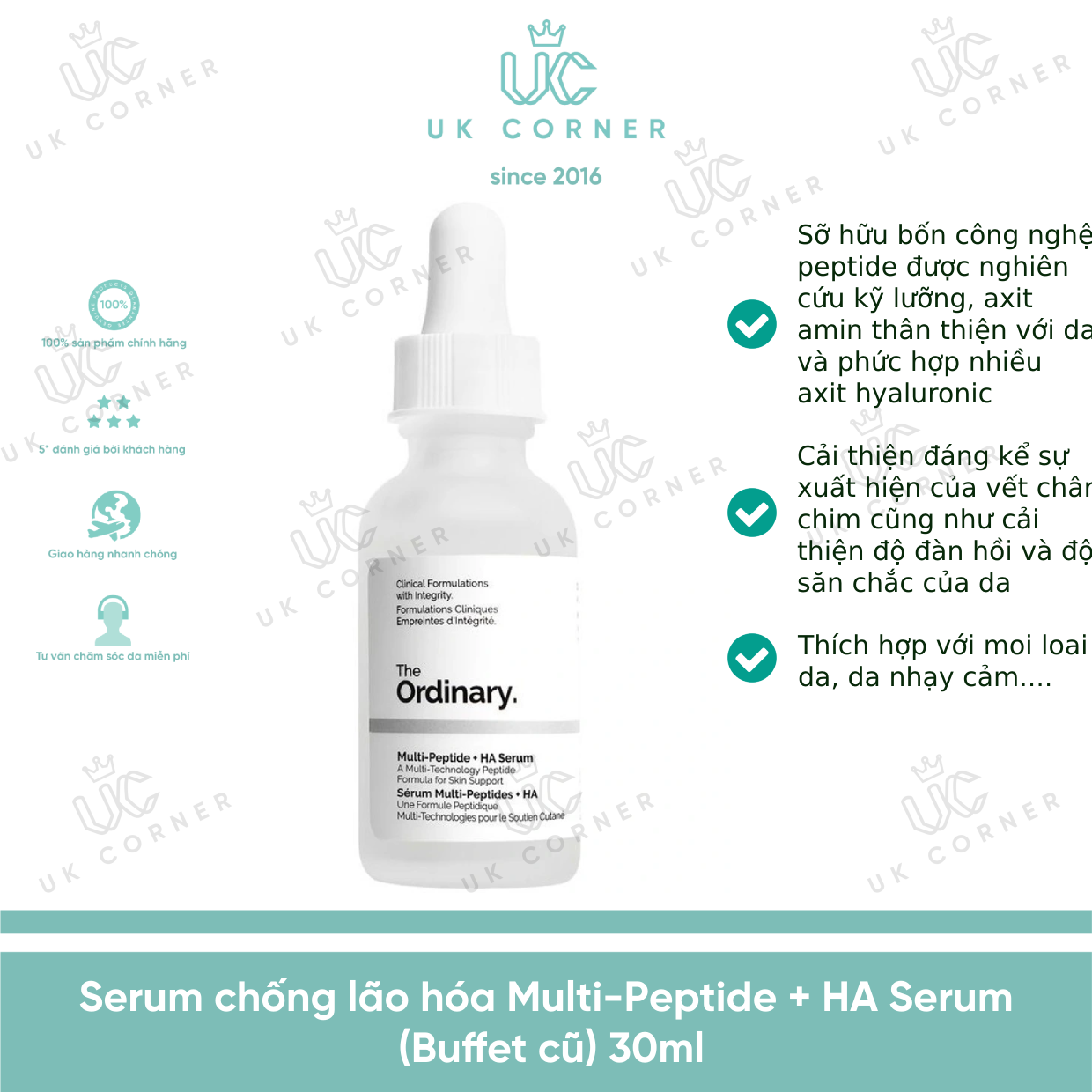 Tinh chất chống lão hóa The Ordinary Multi-Peptide + HA Serum