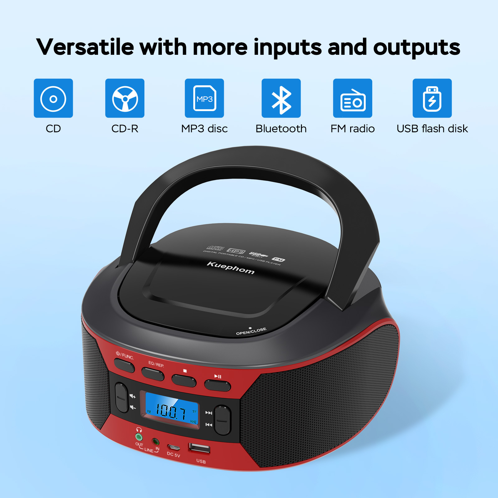 ĐÀI ĐĨA CD,ĐÀI CD HỌC NGOẠI NGỮ USB , BLUETOOTH KUEPHOM W17 (GOLDYIP X1)