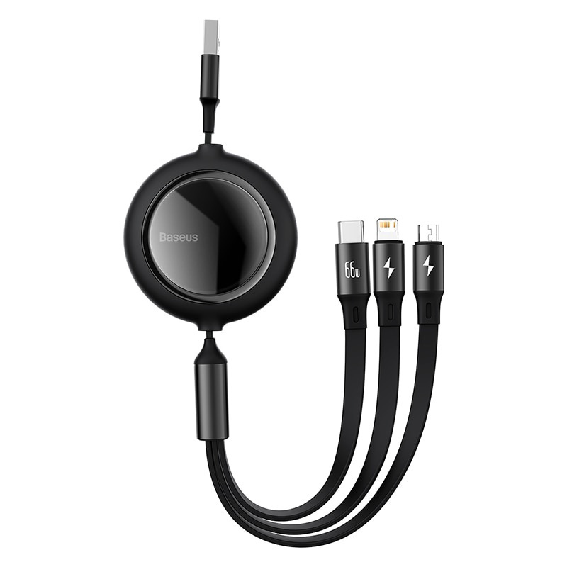 Cáp sạc nhanh usb baseus 3 giao diện trong 1 type c micro 66w cho iphone 12 pro/xiaomi/samsung