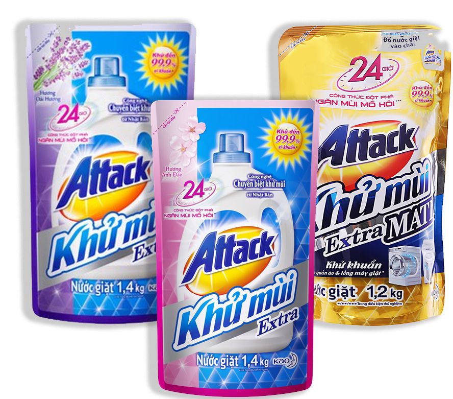 Nước giặt Attack khử mùi kháng khuẩn công nghệ Nhật