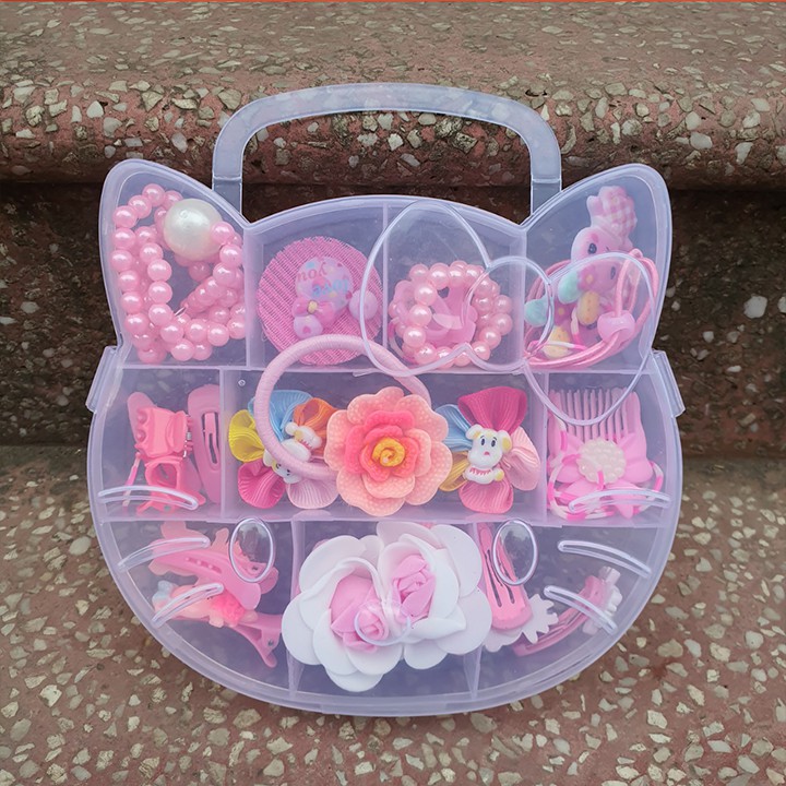 Hộp Dây Buộc Tóc Hello Kitty Đáng Yêu Cho Bé Gái