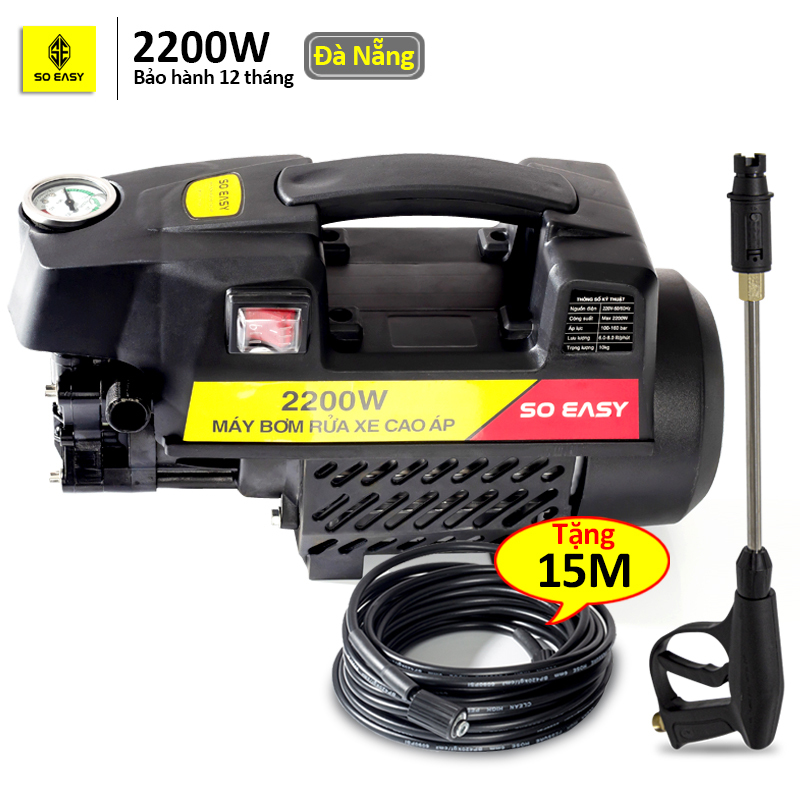 Máy rửa xe công suất mạnh 2200W gia đình ống bơm nước 15m, may rua xe mi ni áp lực cao tự động hút nước, máy xịt rửa xe dễ dàng sử dụng,vòi bơm áp lực cao C0002B3