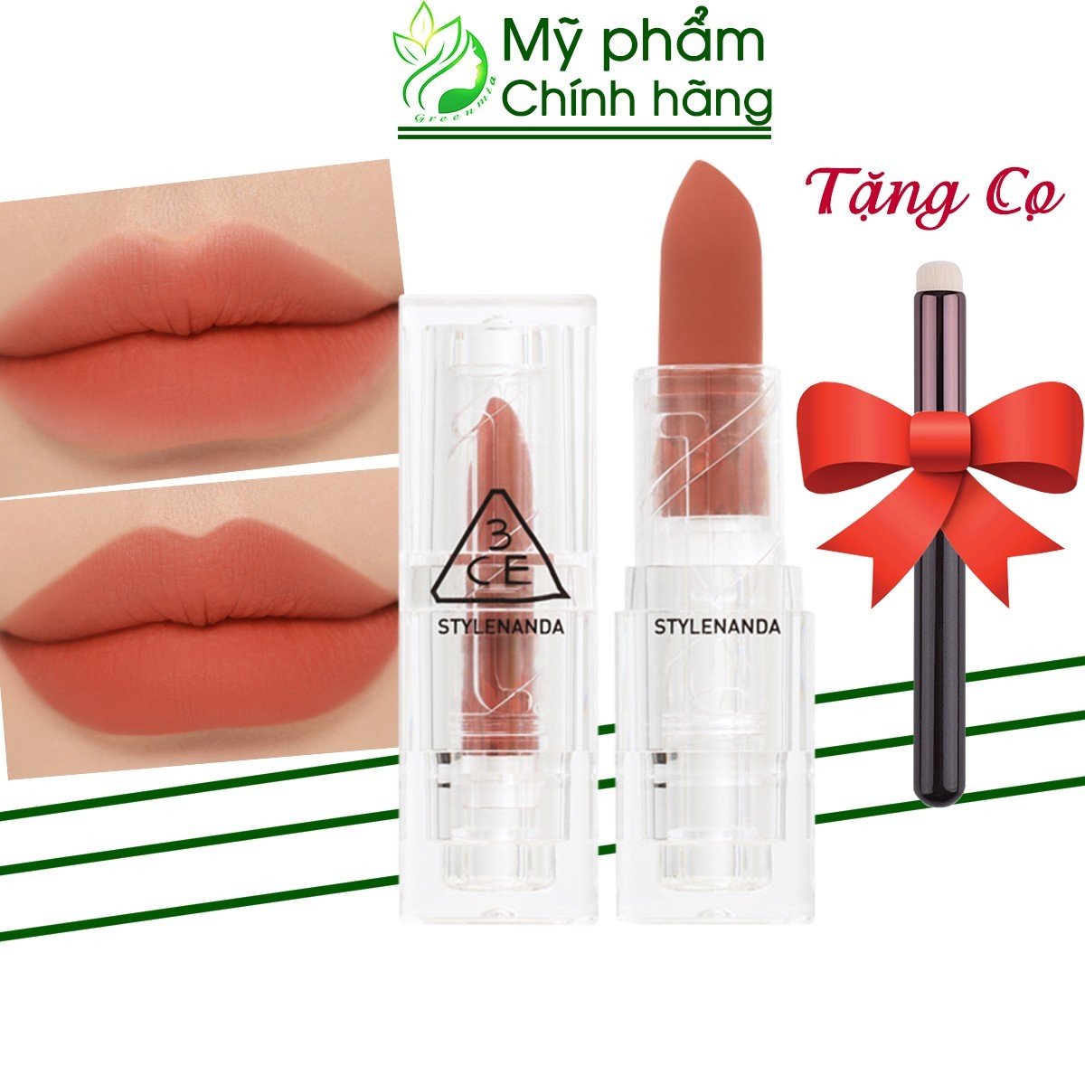 Son thỏi 3ce soft matte lipstick focus on me vỏ trong suốt – màu đỏ hồng san hô bền màu chính hãng check hidden tag