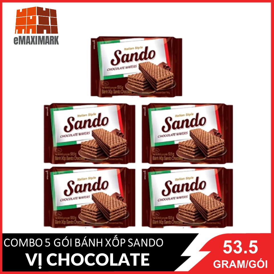 [HCM ship 2h] Combo 5 Bánh xốp Sando Chocolate 53.5gx5