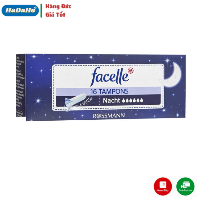 Tampon Facelle - Băng vệ sinh Tampon Facelle Nacht 6 giọt 16 st - Băng vệ sinh dạng nút - Nội địa Đức
