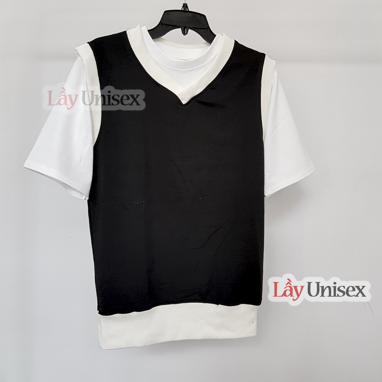 [HCM]Áo gile nam nữ unisex đen viền trắng