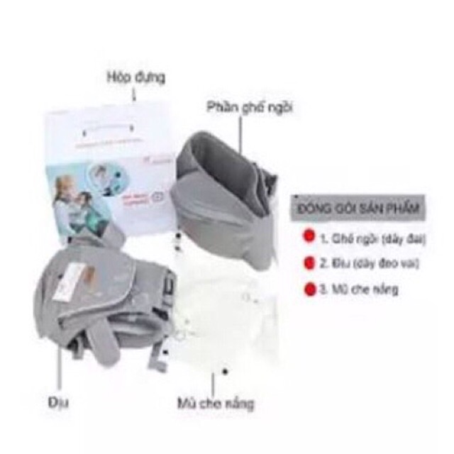 Địu Ngồi Hàn Quốc Aimama có che đầu cho bé