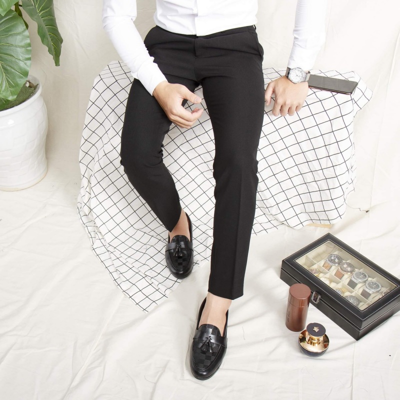 Quần tây âu nam Kojiba vải lụa cotton dáng ôm co giãn không nhăn thời trang công sở cao cấp