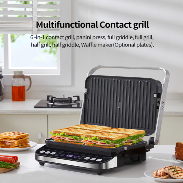 Máy làm bánh kiêm nướng 3 trong 1 cao cấp nhãn hiệu Biolomix BCG02D, công suất 2000W