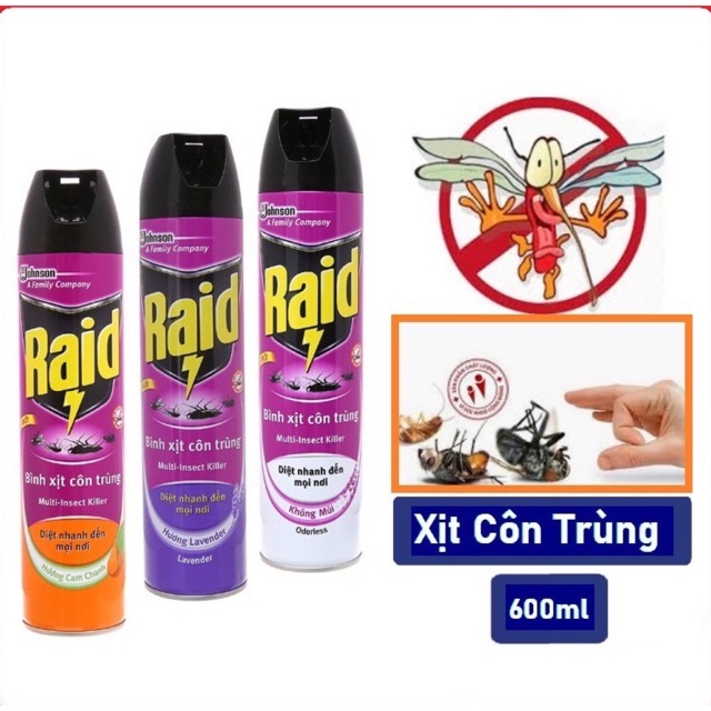 Bình xịt côn trùng diệt muỗi Raid 600ml