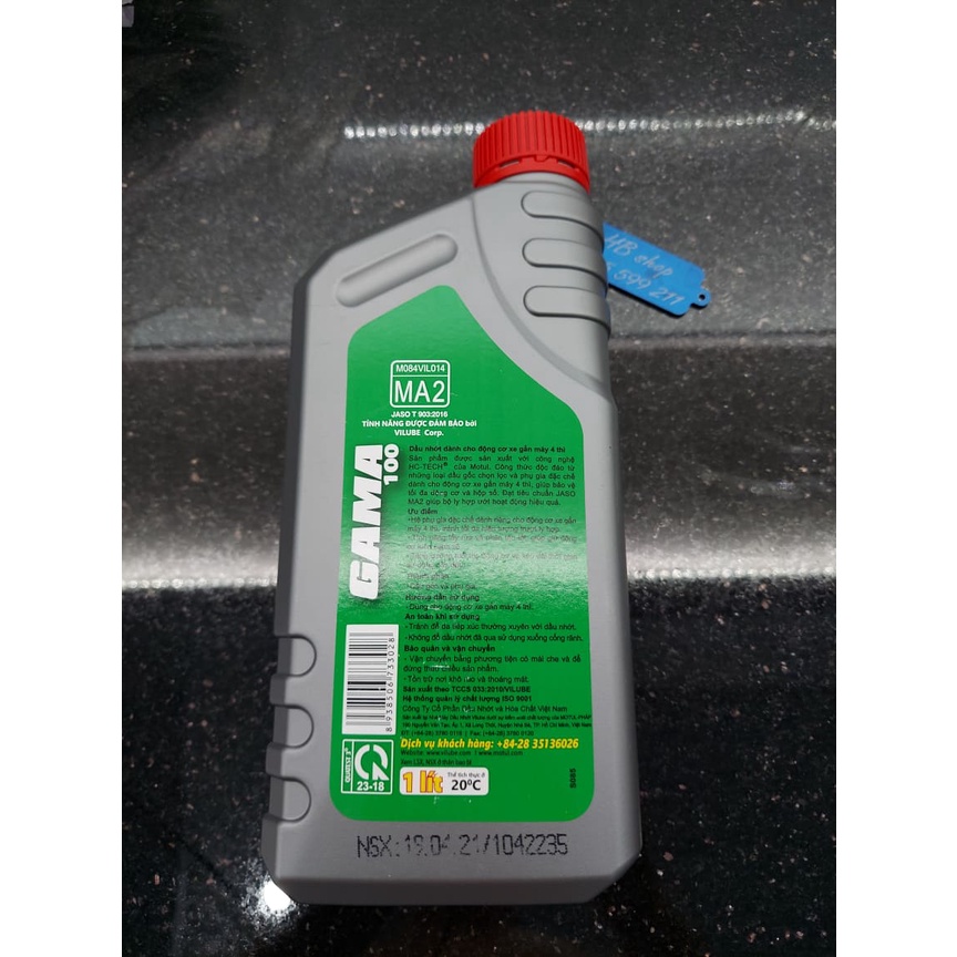 Nhớt xe số GAMA 100 4T MA2 API SG 20W50 1 LÍT