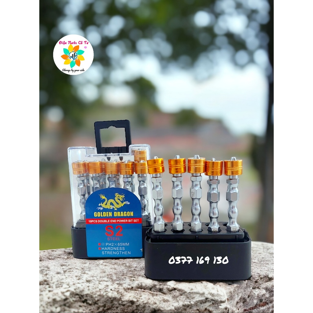 10 mũi bắn vít ba ke inox nam châm 2 đầu Rồng Vàng