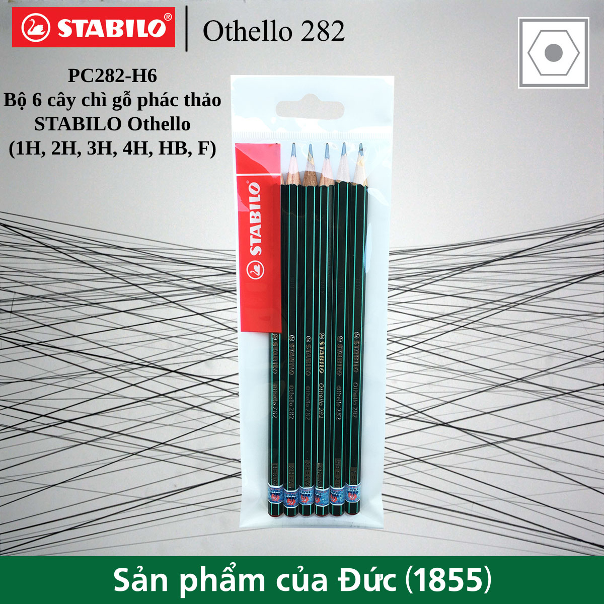 Bộ 6 cây chì gỗ phác thảo stabilo othello 282